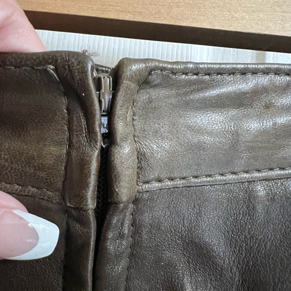 Vintage Lanna Leather Brown Pencil Skirt 10 - Picture 8 of 13